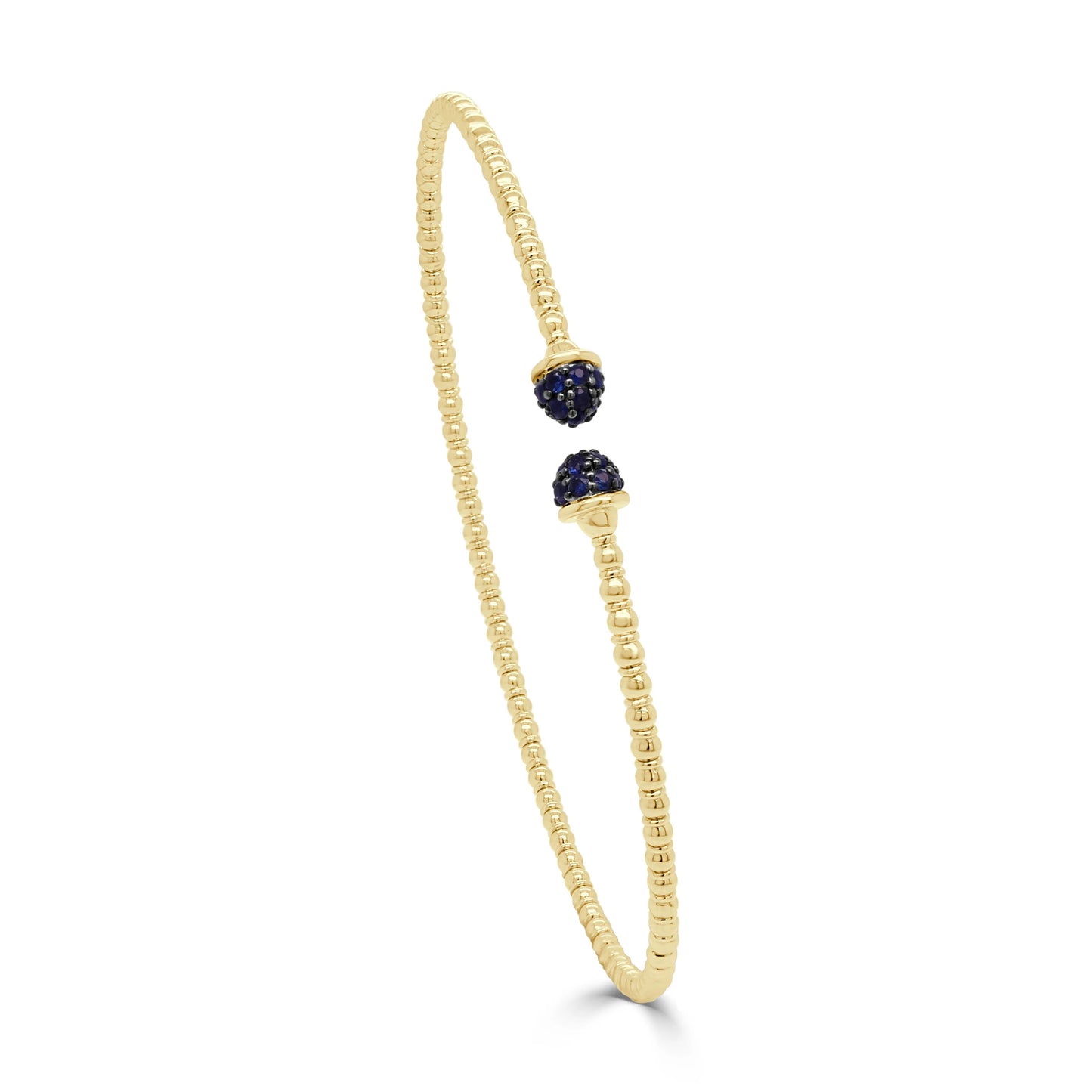 side view of the gold bracelet with sapphires