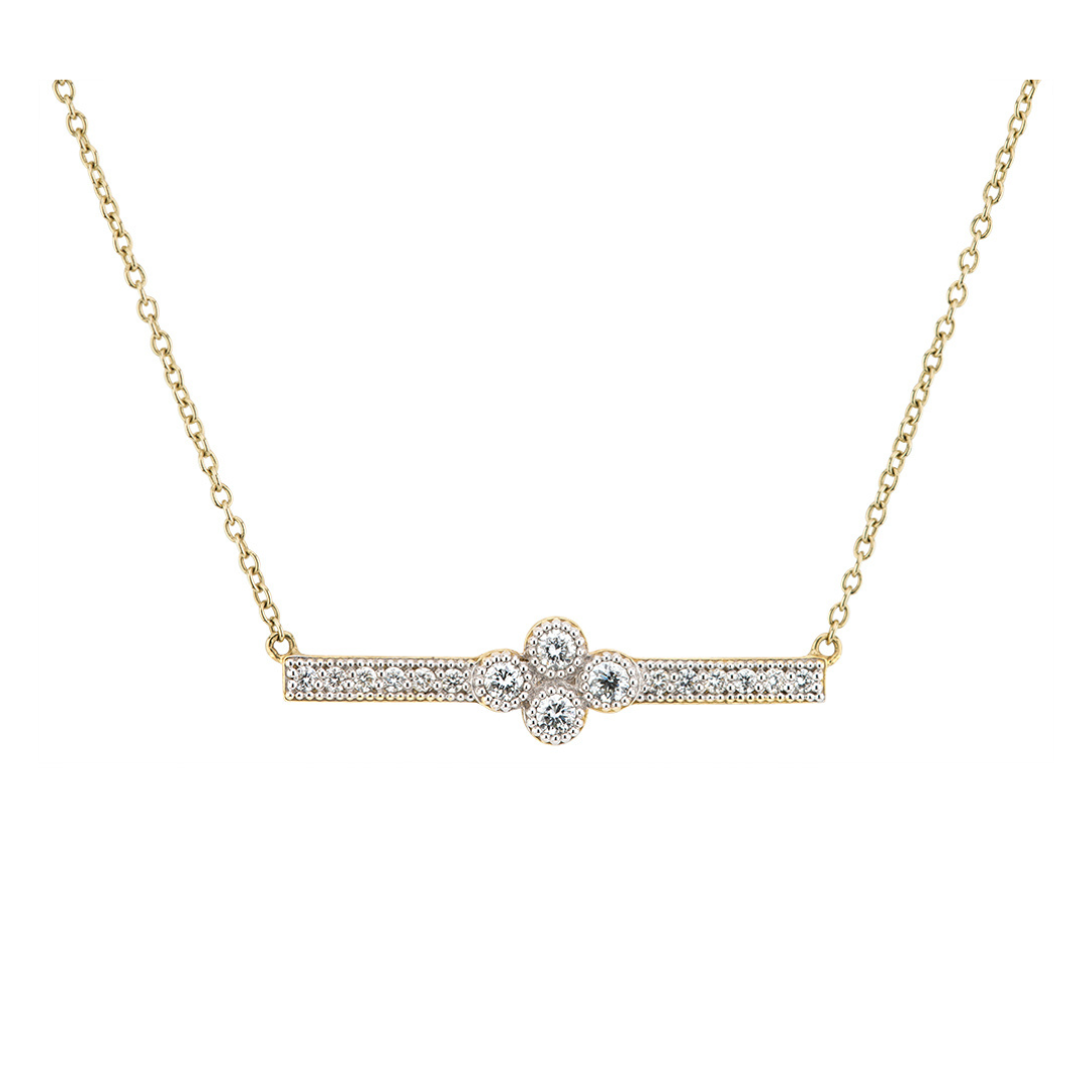 gold necklace with diamond bar