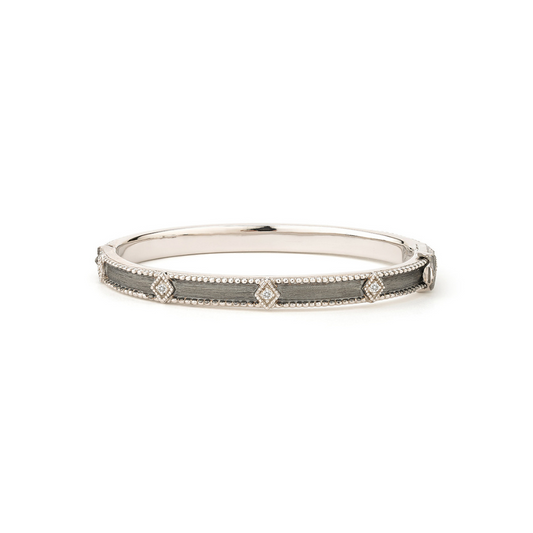 black and silver bangle with diamonds