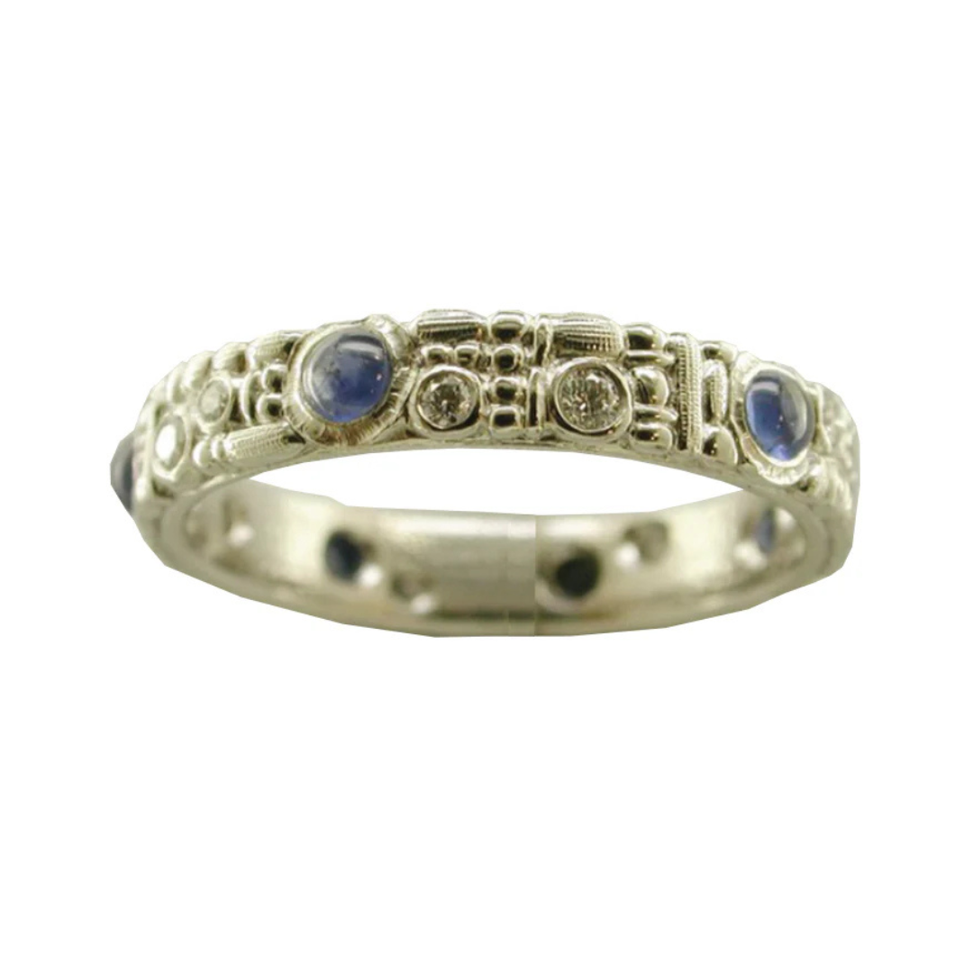 platinum band with diamonds and gemstones 