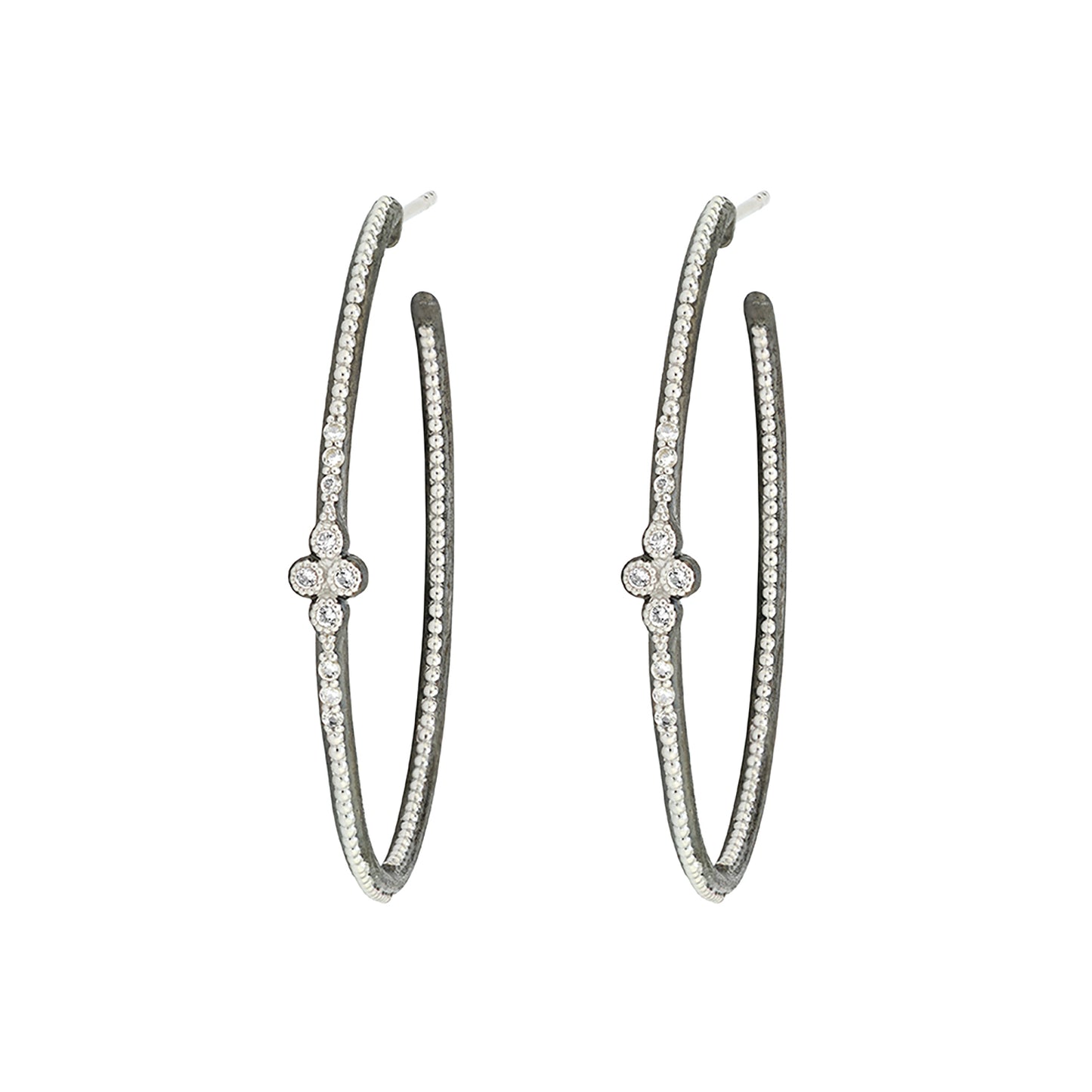 silver hoop earrings with diamonds