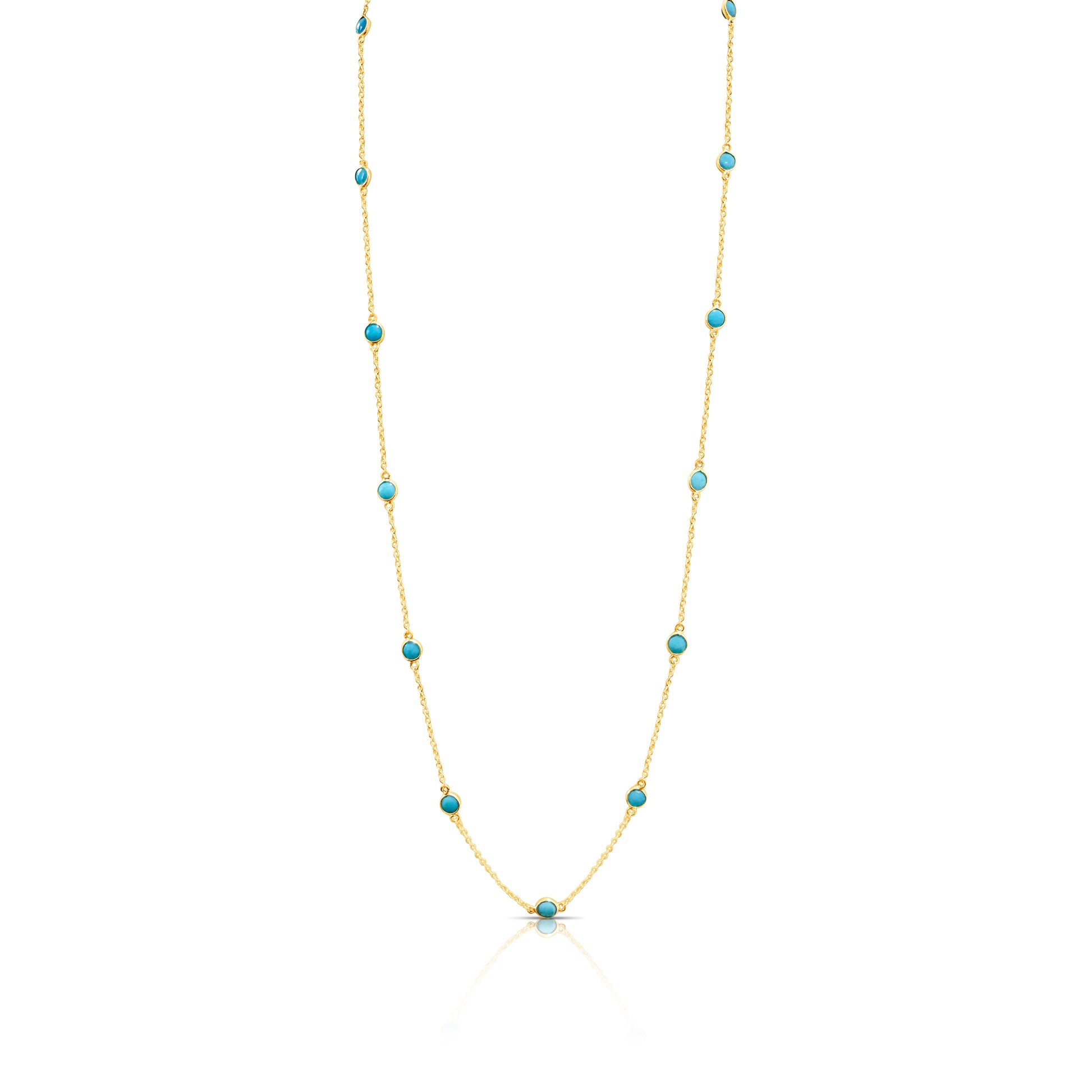 gold chain with turquoise gemstones