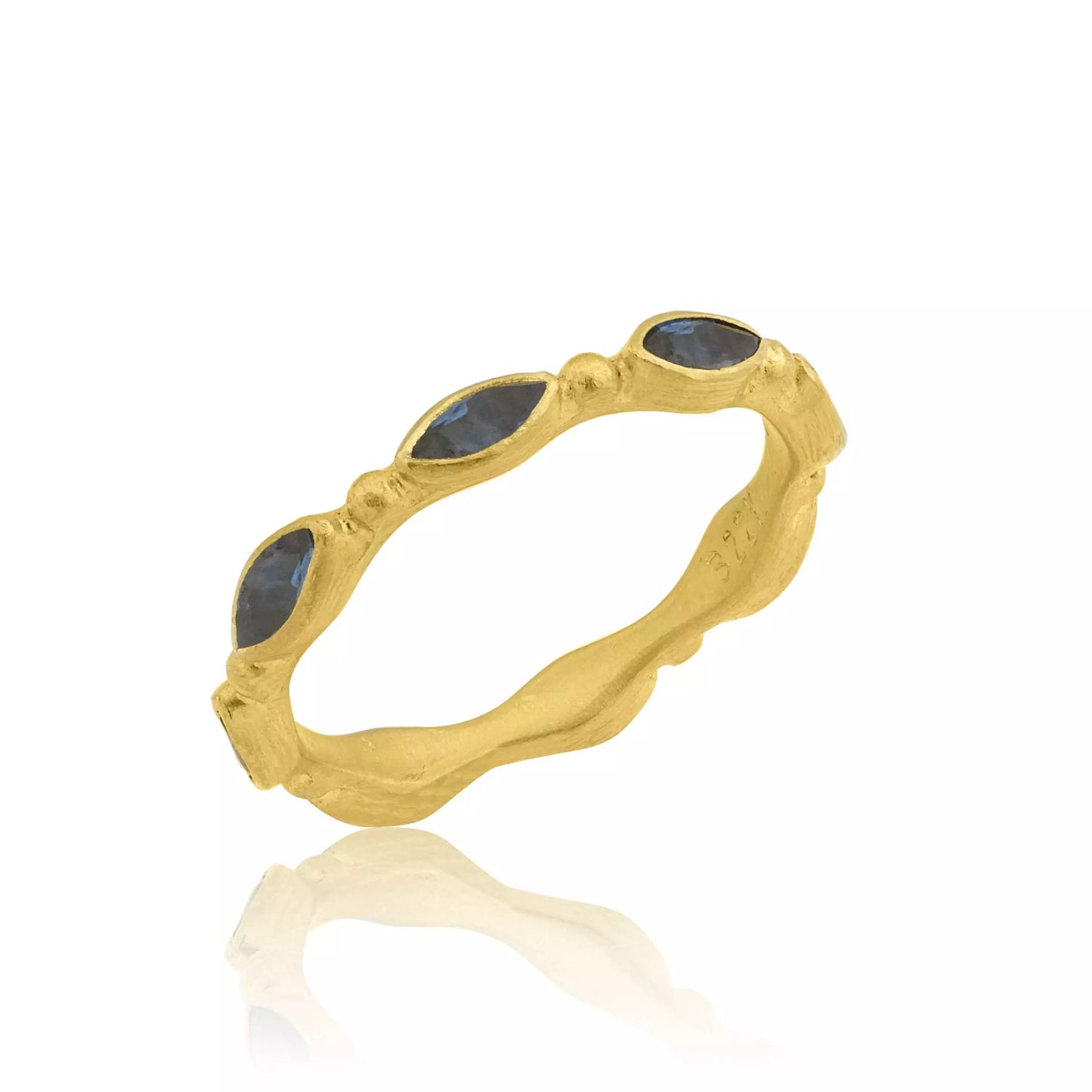 gold band with gemstones