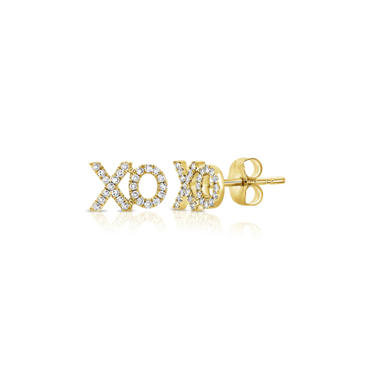 gold and diamond xo earrings