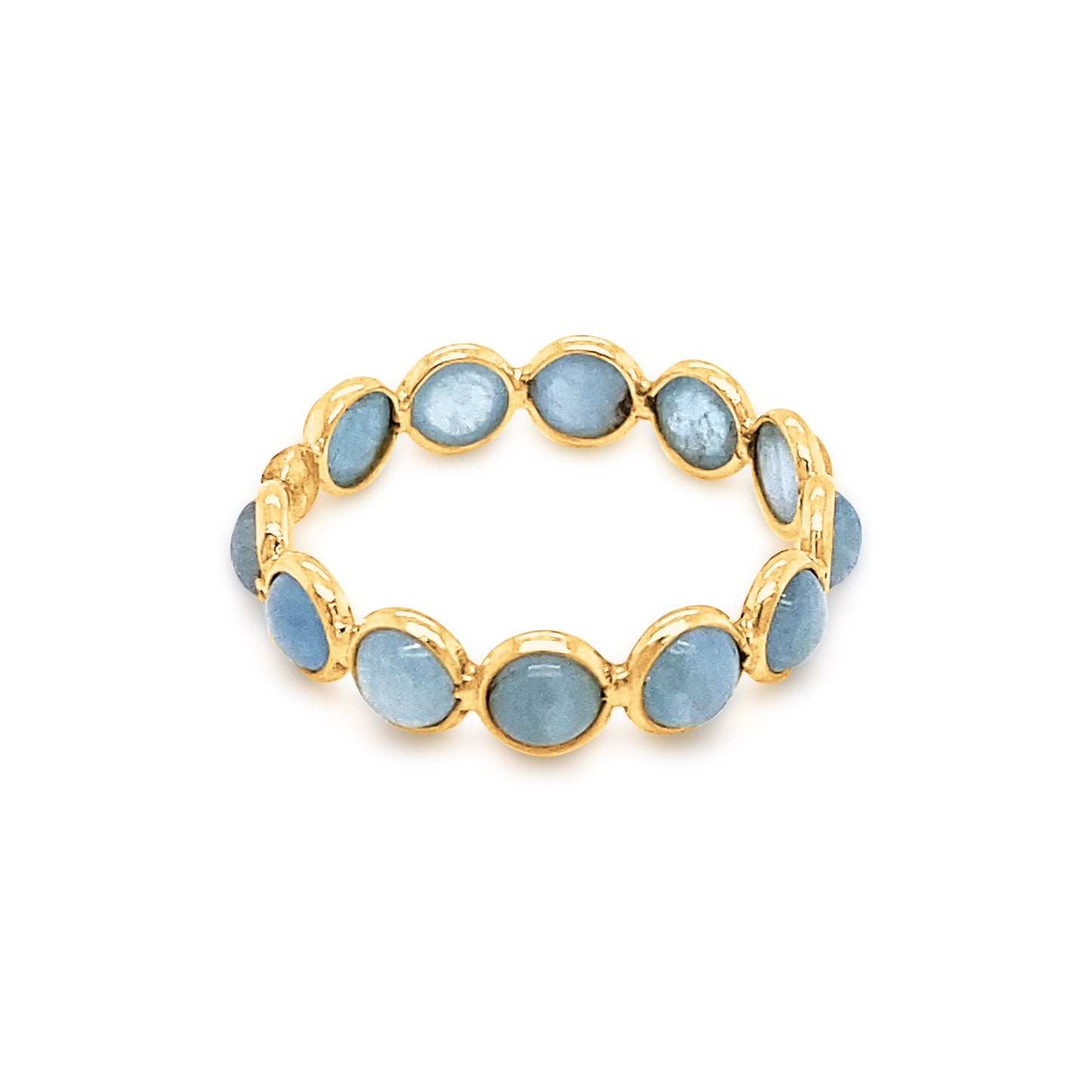 circle gemstones on a gold band