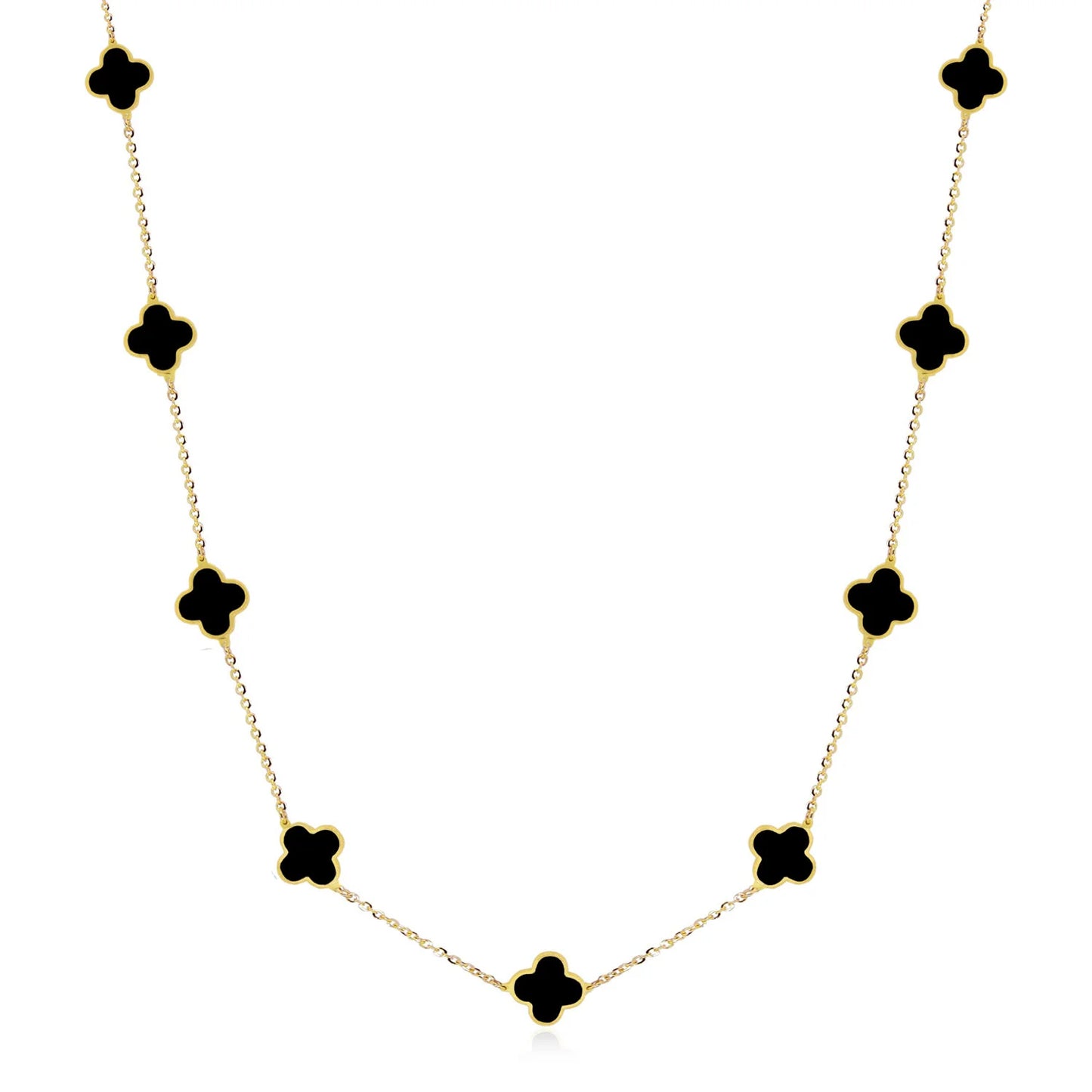 black clover with gold around the clover and chain