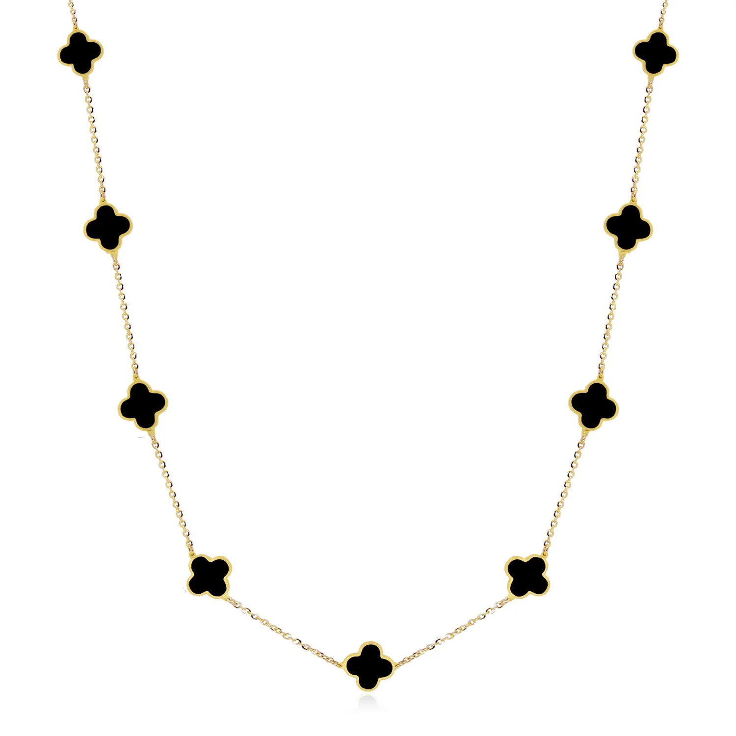 black clover with gold around the clover and chain