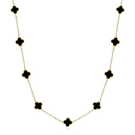 black clover with gold around the clover and chain