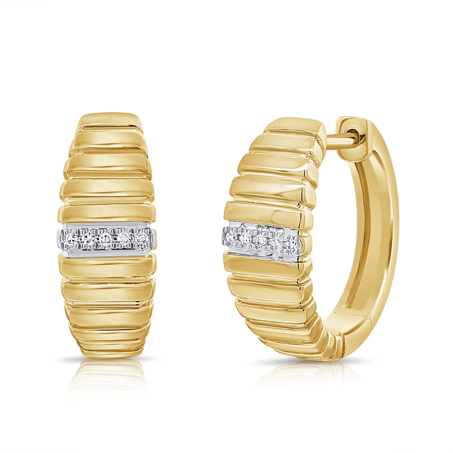 gold earrings with diamond in the middle