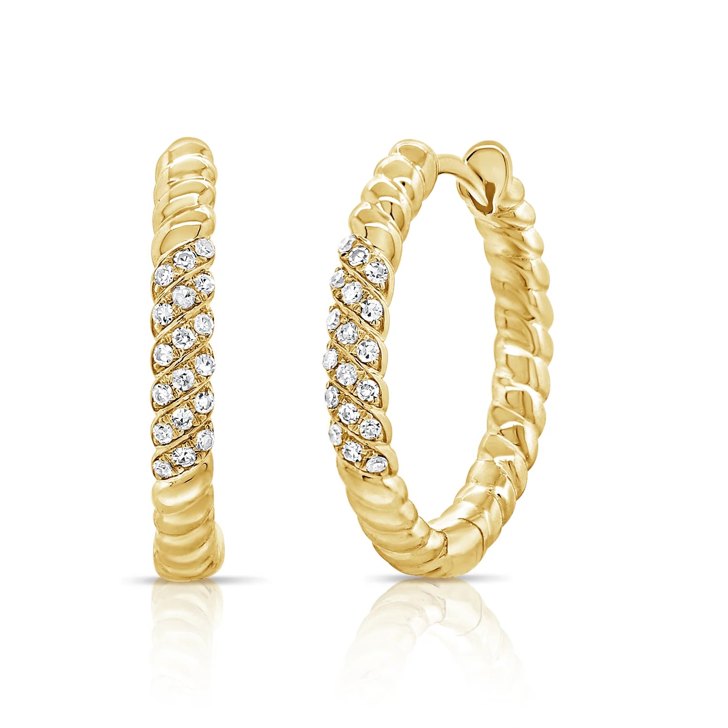 gold earring with diamonds