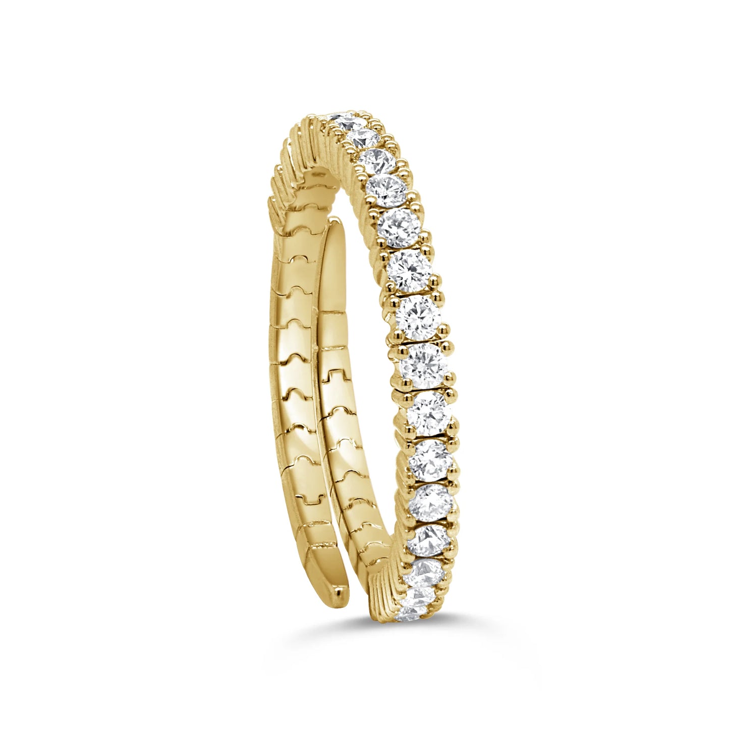 gold and diamond ring standing up