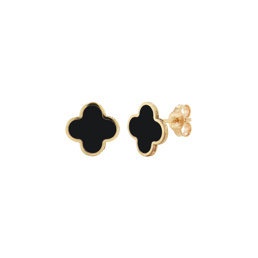 black and gold clover earrings