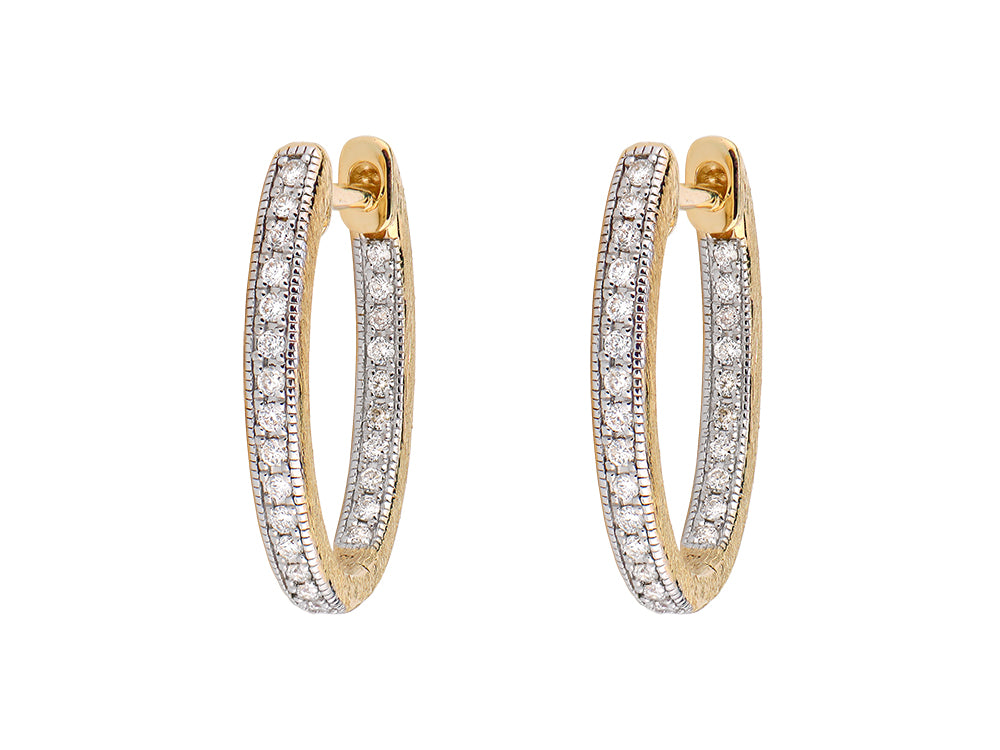 gold oval hoops with diamonds surrounding