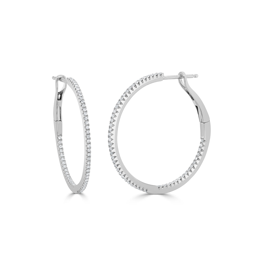 silver hoops with diamonds