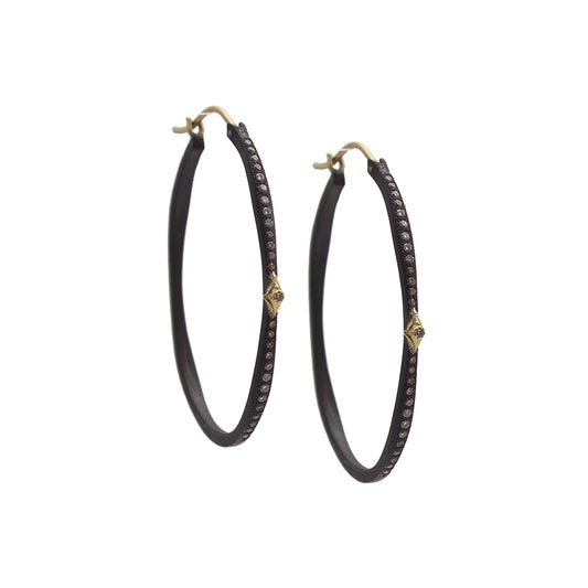 black hoops with gemstones